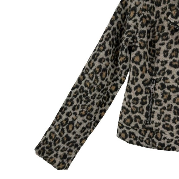 Cupcakes & Cashmere Jacket Moto‎ Leopard Print Zip Up Gray Black Women's Size S - Picture 5 of 9